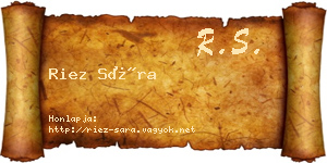 Riez Sára névjegykártya
